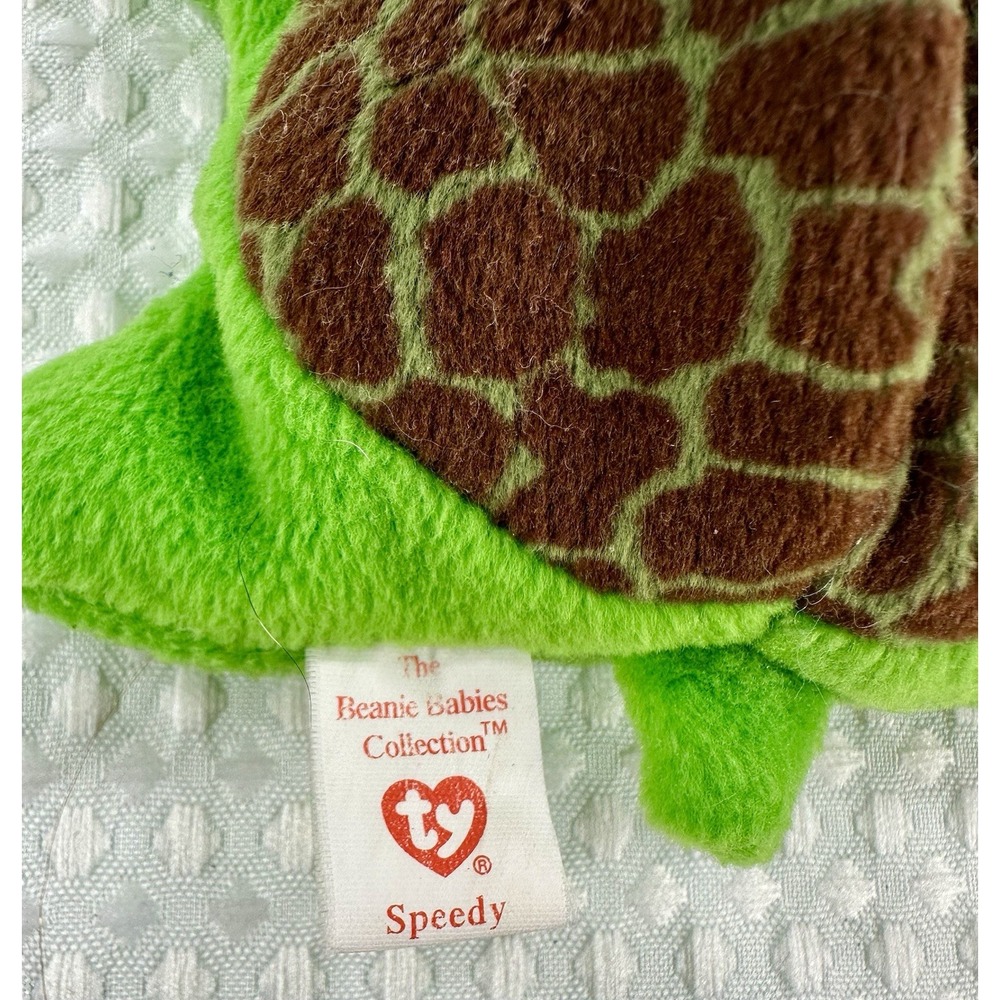 Ty Beanie Baby Speedy the Turtle 1994 Retired Plush Toy Brown Shell Green Body - Picture 6 of 6